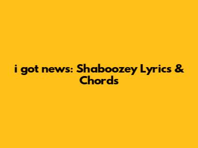 **i got news: Shaboozey Lyrics & Chords**