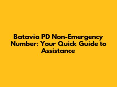 Batavia PD Non-Emergency Number: Your Quick Guide to Assistance