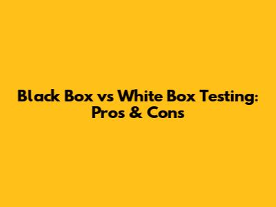 Black Box vs White Box Testing: Pros & Cons