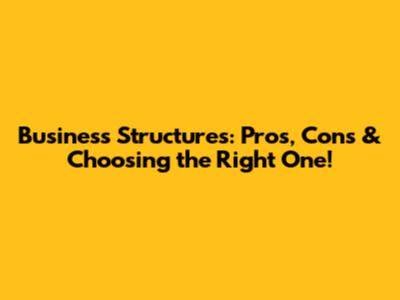 Business Structures: Pros, Cons & Choosing the Right One!