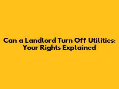 Can a Landlord Turn Off Utilities: Your Rights Explained
