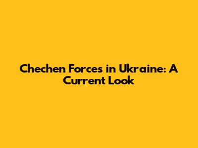 Chechen Forces in Ukraine: A Current Look