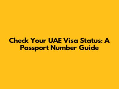 Check Your UAE Visa Status: A Passport Number Guide