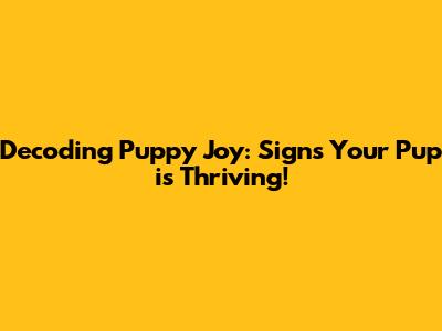 Decoding Puppy Joy: Signs Your Pup is Thriving!