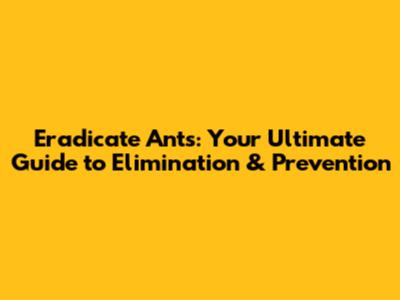 Eradicate Ants: Your Ultimate Guide to Elimination & Prevention