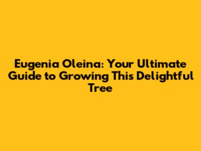 Eugenia Oleina: Your Ultimate Guide to Growing This Delightful Tree