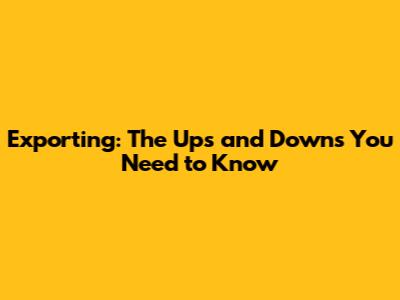 Exporting: The Ups and Downs You Need to Know
