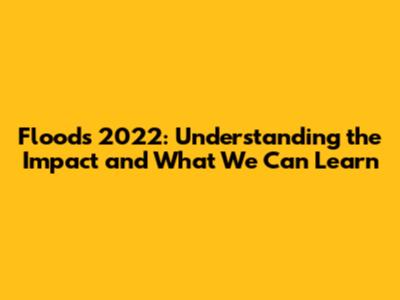 Floods 2022: Understanding the Impact and What We Can Learn