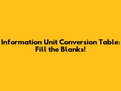 Information Unit Conversion Table: Fill the Blanks!
