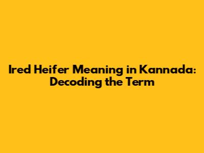 Ired Heifer Meaning in Kannada: Decoding the Term