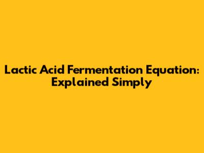 Lactic Acid Fermentation Equation: Explained Simply