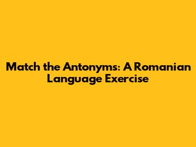 Match the Antonyms: A Romanian Language Exercise
