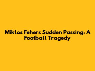 Miklos Feher's Sudden Passing: A Football Tragedy