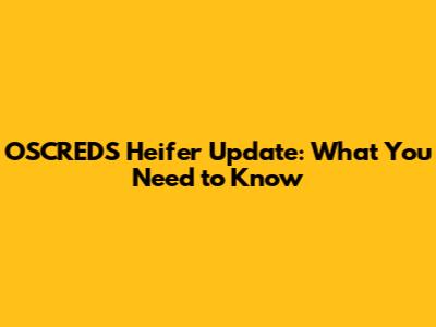 OSCREDS Heifer Update: What You Need to Know