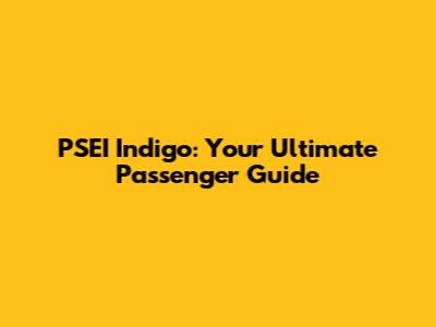 PSEI Indigo: Your Ultimate Passenger Guide