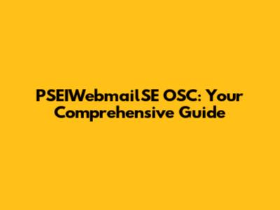 PSEIWebmailSE OSC: Your Comprehensive Guide
