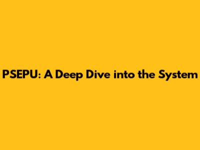 PSEPU: A Deep Dive into the System