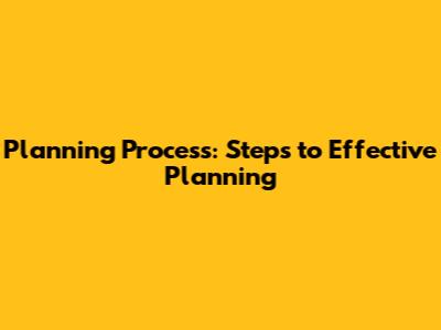Planning Process: Steps to Effective Planning