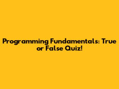 Programming Fundamentals: True or False Quiz!