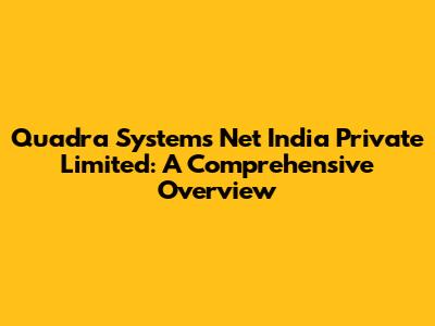 Quadra Systems Net India Private Limited: A Comprehensive Overview