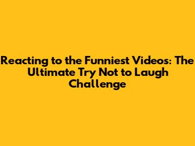 Reacting to the Funniest Videos: The Ultimate Try Not to Laugh Challenge