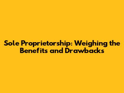 Sole Proprietorship: Weighing the Benefits and Drawbacks