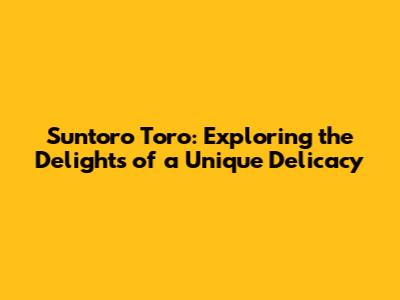 Suntoro Toro: Exploring the Delights of a Unique Delicacy
