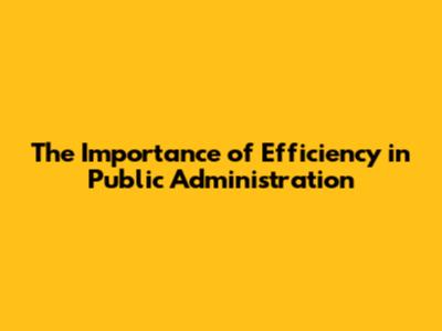The Importance of Efficiency in Public Administration