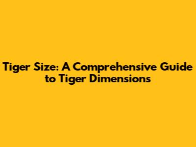 Tiger Size: A Comprehensive Guide to Tiger Dimensions