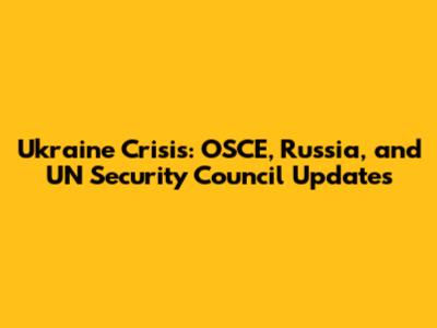 Ukraine Crisis: OSCE, Russia, and UN Security Council Updates