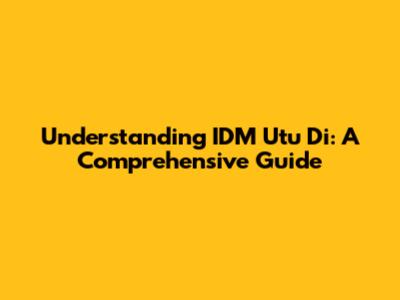 Understanding IDM Utu Di: A Comprehensive Guide