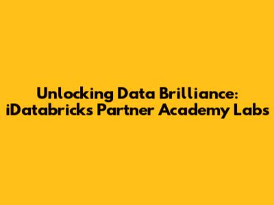 Unlocking Data Brilliance: iDatabricks Partner Academy Labs