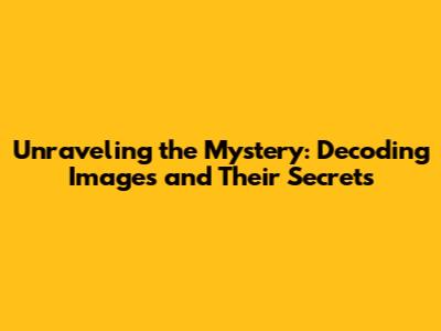 Unraveling the Mystery: Decoding Images and Their Secrets