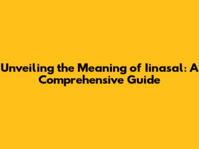 Unveiling the Meaning of Iinasal: A Comprehensive Guide