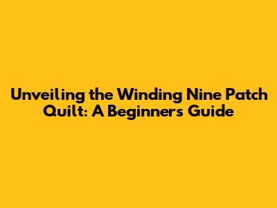 Unveiling the Winding Nine Patch Quilt: A Beginner's Guide