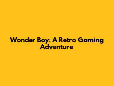 Wonder Boy: A Retro Gaming Adventure