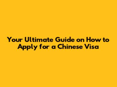 Your Ultimate Guide on How to Apply for a Chinese Visa